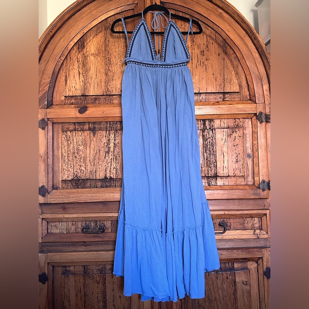Free People Love Shakin’ Maxi Dress Cotton Gauze Vacation Boho Embroidered - Picture 6 of 13
